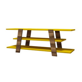 Hanah Home Soporte TV Nogal y Amarillo 120x42x33.6 cm